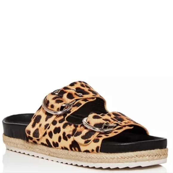 AQUA Kail Leopard-Print Calf Hair Slide Sandals NWT 7.5 Retail $120 - Picture 1 of 13
